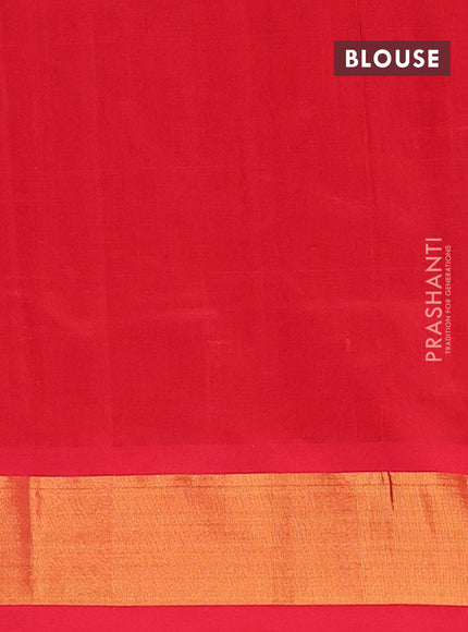 Semi silk cotton saree grey and red with zari woven buttas and zari woven border