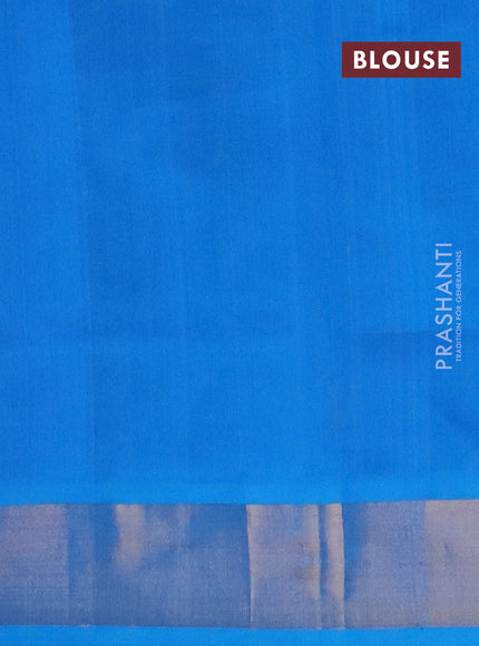 Semi silk cotton saree deep purple and cs blue with zari woven buttas and zari woven border