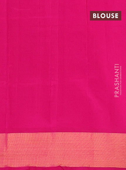 Semi silk cotton saree green and pink with zari woven buttas and zari woven border