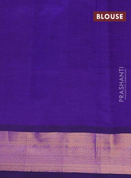 Semi silk cotton saree peach orange and blue with zari & thread woven buttas and zari woven border