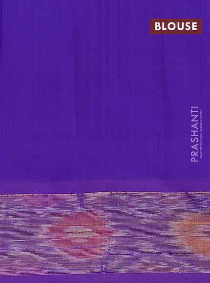 Semi silk cotton saree blue and violet with zari woven buttas and ikat zari woven border