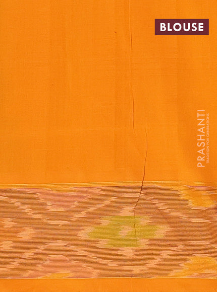 Semi silk cotton saree peacock blue and mustard yellow with zari woven buttas and ikat zari woven border