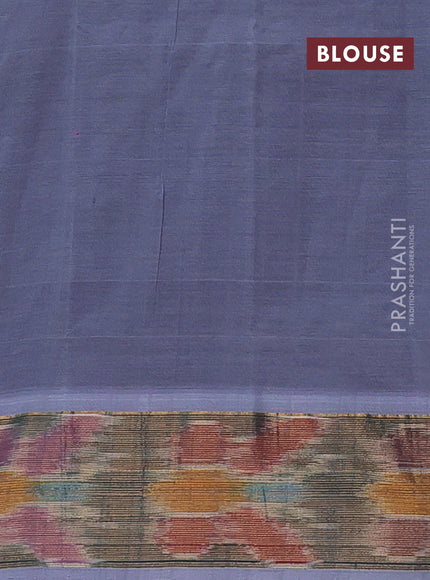 Semi silk cotton saree purple and grey with zari woven buttas and ikat zari woven border
