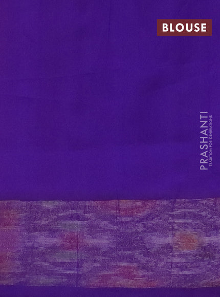 Semi silk cotton saree lavender and violet with zari woven buttas and ikat zari woven border