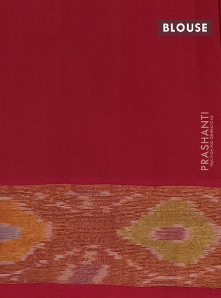 Semi silk cotton saree peacock green and maroon with zari woven buttas and ikat zari woven border