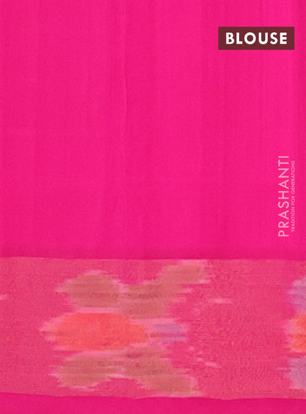 Semi silk cotton saree grey and pink with zari woven buttas and ikat zari woven border
