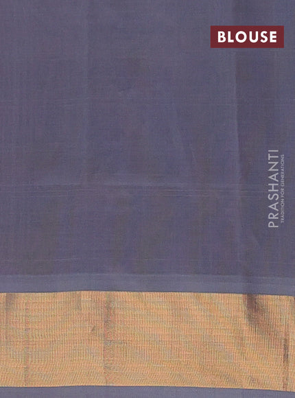 Semi silk cotton saree light pink and grey with zari woven buttas and zari woven border