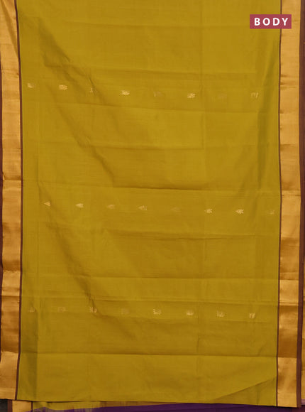 Semi silk cotton saree wine shade and mustard yellow with zari woven buttas and zari woven border