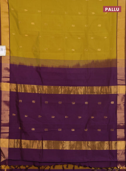 Semi silk cotton saree wine shade and mustard yellow with zari woven buttas and zari woven border