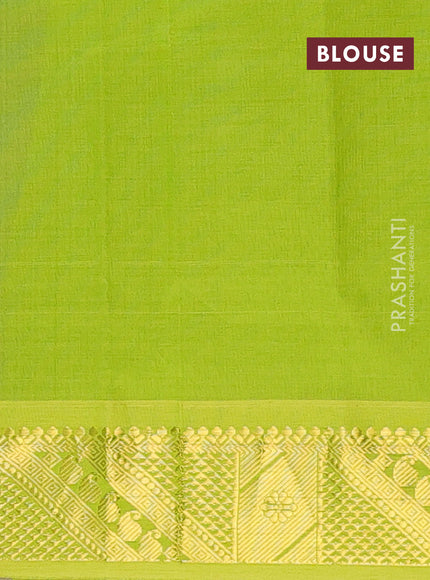 Semi silk cotton saree blue and light green with paisley zari woven buttas and zari woven border
