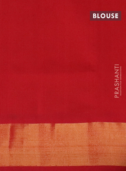 Semi silk cotton saree peacock green and red with zari woven buttas and zari woven border