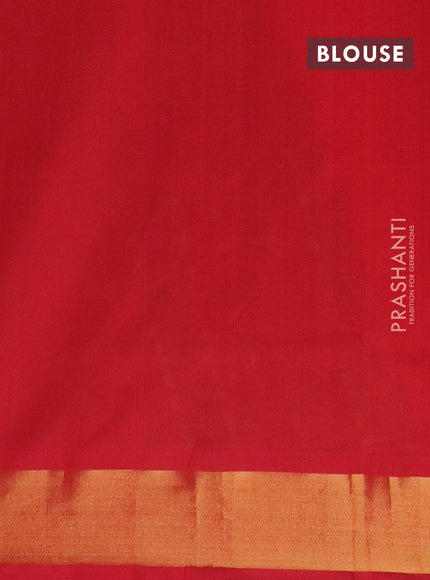 Semi silk cotton saree green and red with zari woven buttas and zari woven border
