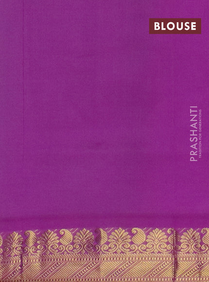 Semi silk cotton saree light green and purple with paisley zari woven buttas and zari woven border