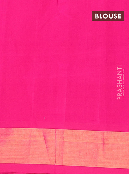 Semi silk cotton saree beige and pink with zari woven buttas and zari woven border