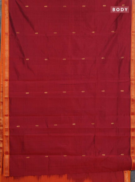 Semi silk cotton saree maroon and mustard yellow with zari woven buttas and zari woven border