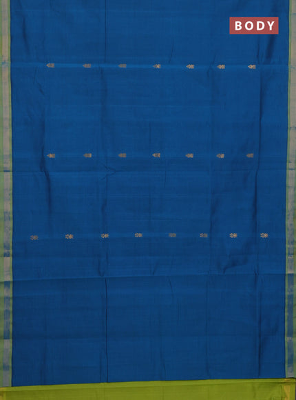 Semi silk cotton saree peacock green and light green with zari woven buttas and zari woven border