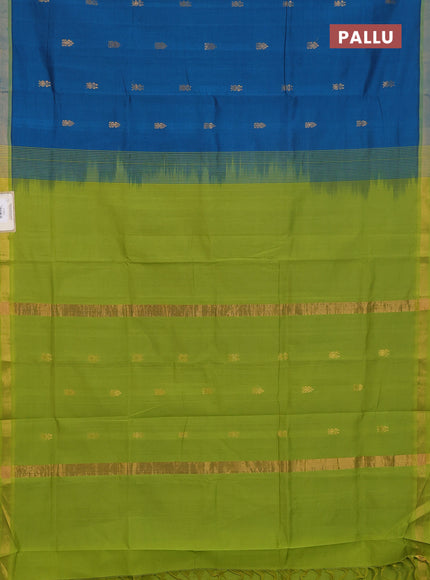 Semi silk cotton saree peacock green and light green with zari woven buttas and zari woven border