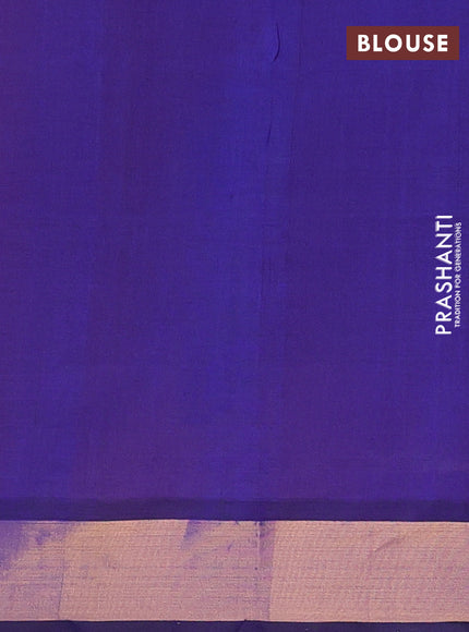 Semi silk cotton saree dark mustard and purple with zari woven buttas and zari woven border