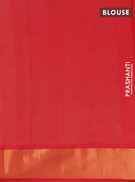 Semi silk cotton saree off white and red with zari woven buttas and zari woven border