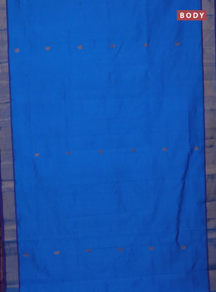 Semi silk cotton saree cs blue and purple with zari woven buttas and zari woven border