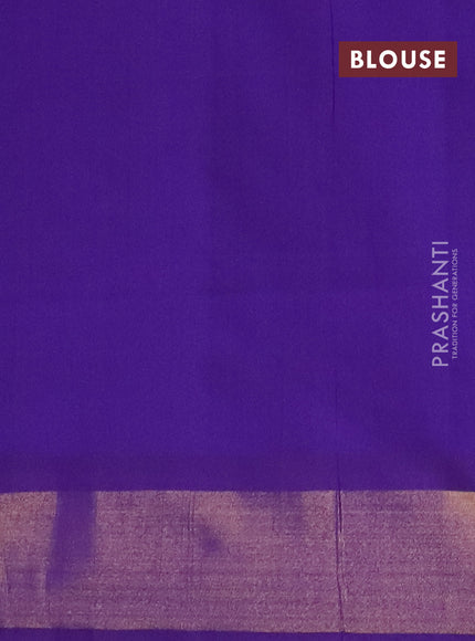 Semi silk cotton saree cs blue and purple with zari woven buttas and zari woven border