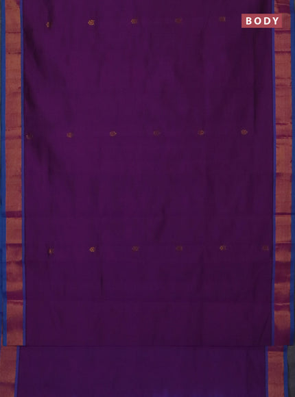 Semi silk cotton saree purple and cs blue with allover zari woven buttas and zari woven border