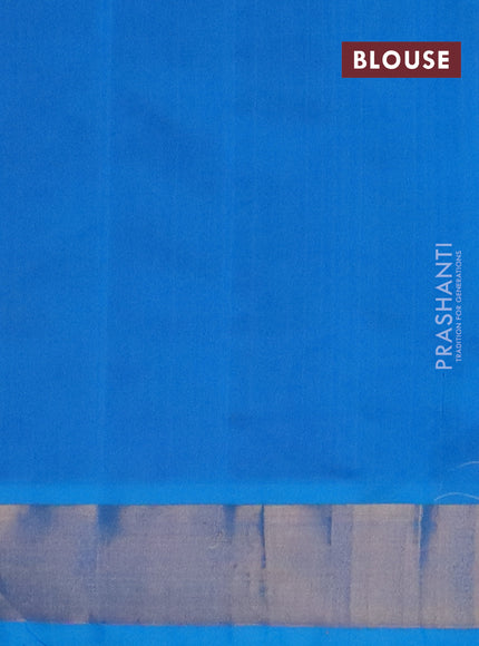 Semi silk cotton saree purple and cs blue with allover zari woven buttas and zari woven border