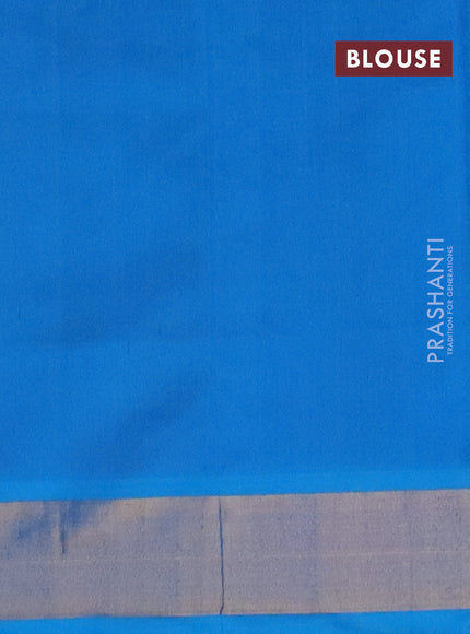 Semi silk cotton saree dark mustard and cs blue with allover zari woven buttas and zari woven border