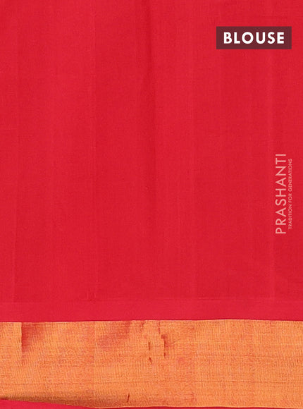 Semi silk cotton saree green and red with allover zari woven buttas and zari woven border