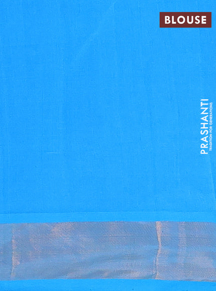 Semi silk cotton saree dark mustard and cs blue with allover zari woven buttas and zari woven border