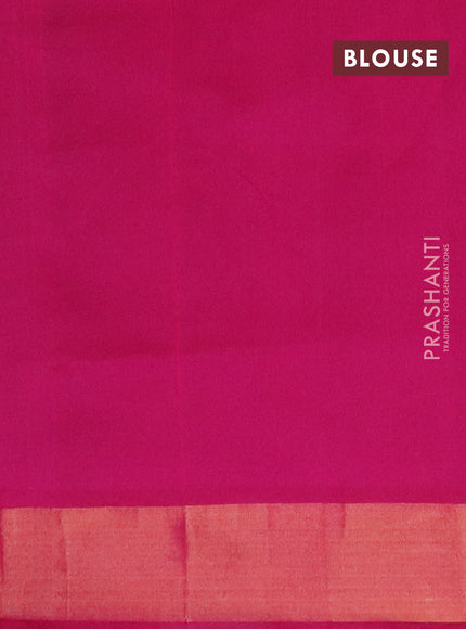 Semi silk cotton saree green and pink with allover zari woven buttas and zari woven border