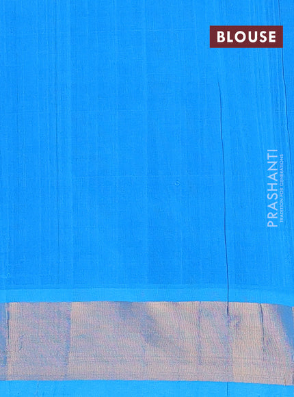 Semi silk cotton saree purple and cs blue with allover zari woven buttas and zari woven border