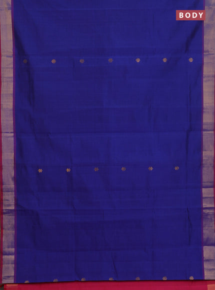 Semi silk cotton saree blue and pink with zari woven buttas and zari woven border