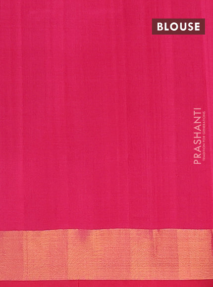 Semi silk cotton saree blue and pink with zari woven buttas and zari woven border