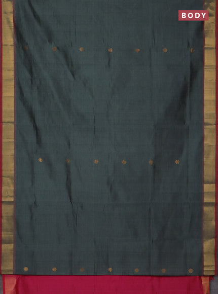 Semi silk cotton saree grey and pink with zari woven buttas and zari woven border