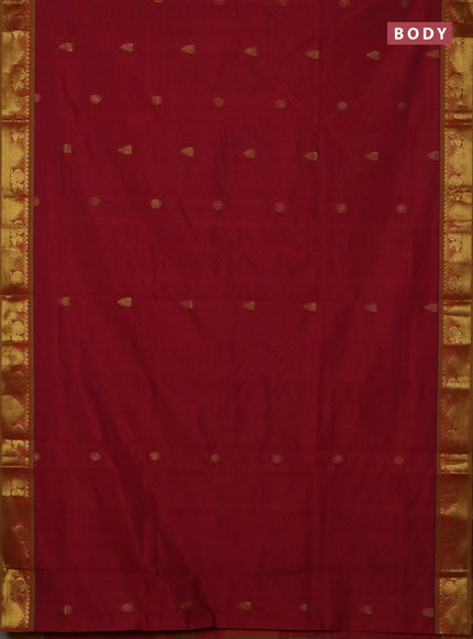 Semi silk cotton saree maroon and light green with zari woven buttas and annam zari woven