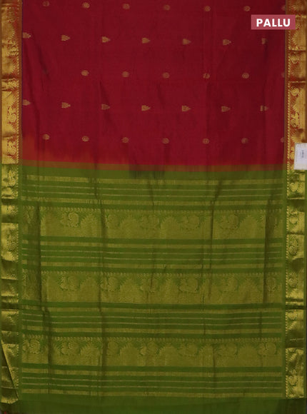 Semi silk cotton saree maroon and light green with zari woven buttas and annam zari woven