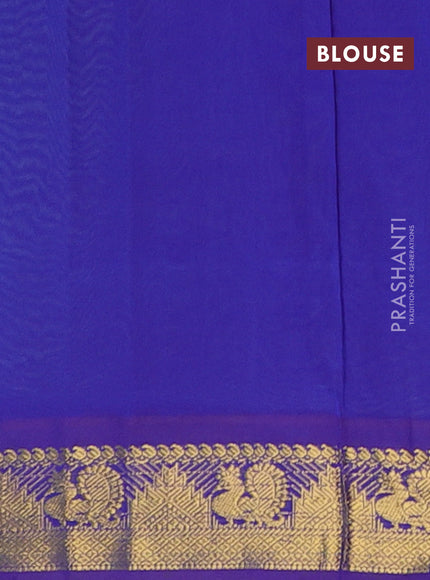 Semi silk cotton saree teal green and blue with zari woven buttas and annam zari woven