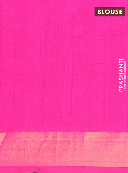 Semi silk cotton saree black and pink with zari woven buttas and zari woven border