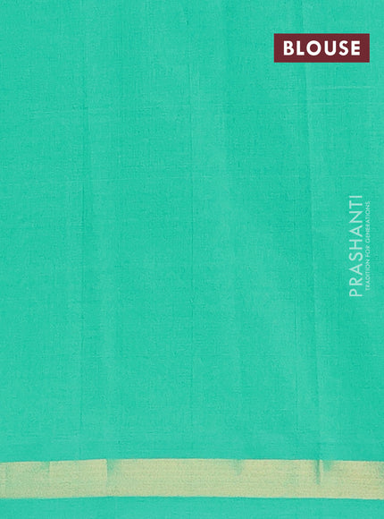 Semi silk cotton saree purple and teal green with zari woven buttas and zari woven border