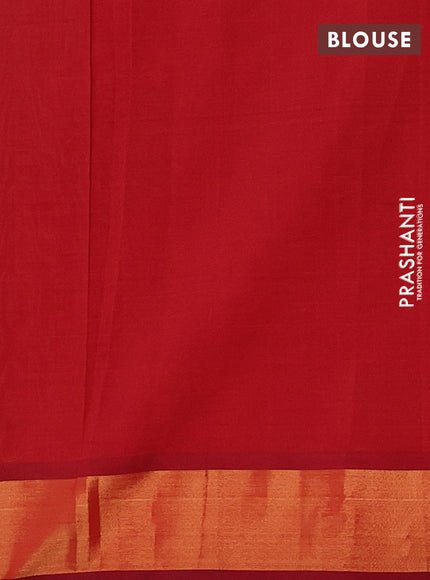 Semi silk cotton saree pale orange and maroon with zari woven buttas and zari woven border