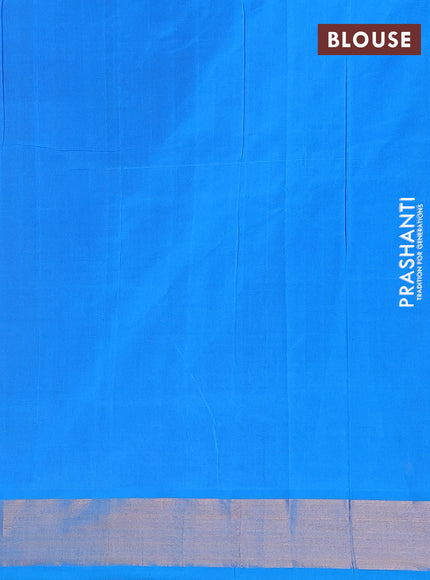 Semi silk cotton saree deep maroon and cs blue with zari woven buttas and zari woven border
