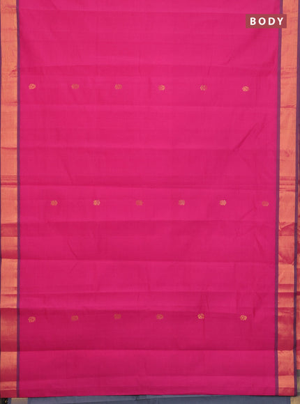 Semi silk cotton saree pink and grey with zari woven buttas and zari woven border