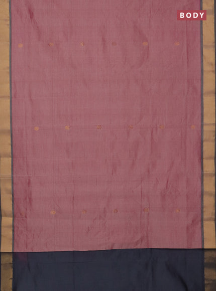 Semi silk cotton saree light pink and grey with zari woven buttas and zari woven border