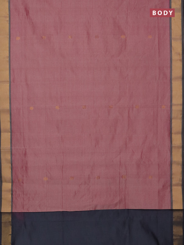 Semi silk cotton saree light pink and grey with zari woven buttas and zari woven border
