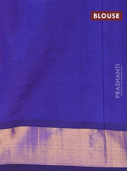 Semi silk cotton saree tomato pink and navy blue with annam zari woven buttas and zari woven border