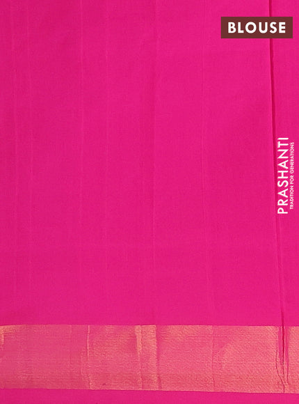Semi silk cotton saree green and pink with zari woven buttas and zari woven border