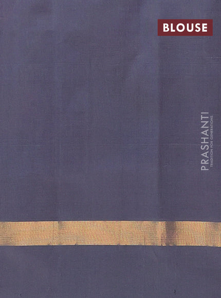 Semi silk cotton saree light pink and grey with allover thread checks & zari buttas and zari woven simple border
