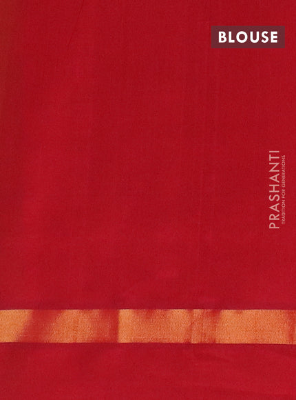 Semi silk cotton saree dark mustard and maroon with allover thread checks & zari buttas and zari woven simple border