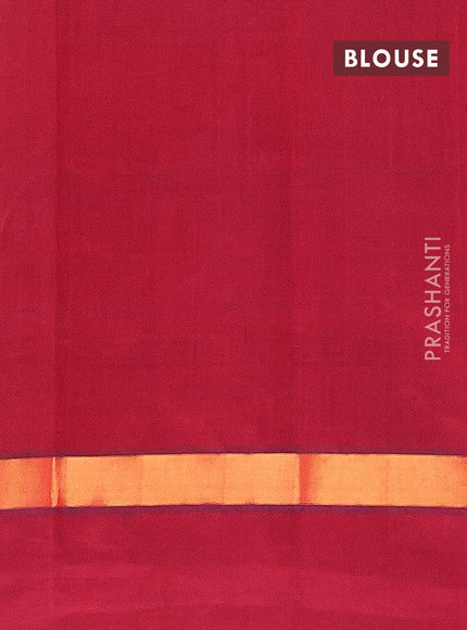 Semi silk cotton saree mustard yellow and maroon with allover thread checks & zari buttas and zari woven simple border
